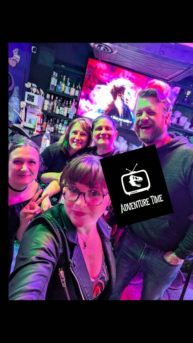 Crystal, Ryan and friends from Colorado Bev Babes taking a selfie inside Adventure Time Bar